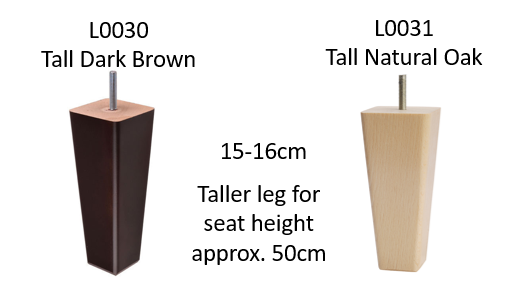 Taller wooden leg option to replace L001-L003 for additional sofa seat height.  Birkdale Designs
